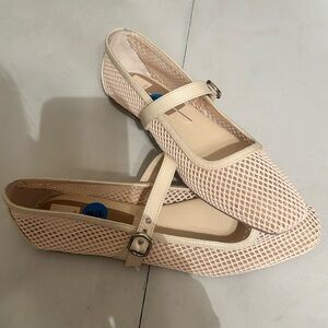 NEW Dolce Vita Crème Mesh Square Toe Mary Jane’s Women's Shoes Size 10 Wide